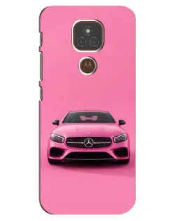 Чехол для Motorola MOTO E7 Plus с картинкой «Розовый Mercedes AMG»