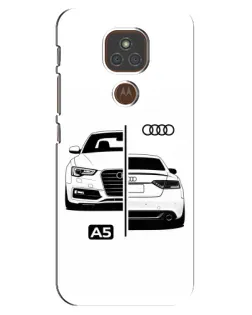 Чехол для Motorola MOTO E7 Plus с картинкой «Audi — контрастный дизайн»