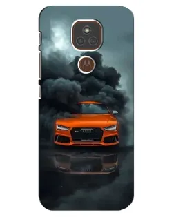 Чехол для Motorola MOTO E7 Plus с картинкой «Audi в облаках дыма»