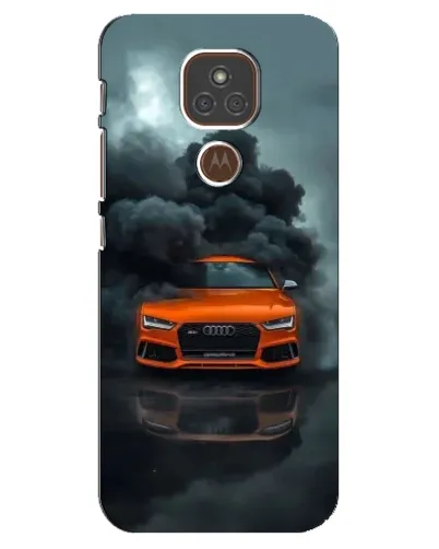 Чехол для Motorola MOTO E7 Plus с картинкой «Audi в облаках дыма»