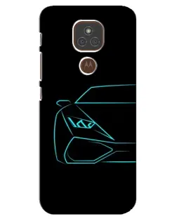 Чехол для Motorola MOTO E7 Plus с картинкой «Голубой силуэт Lamborghini»