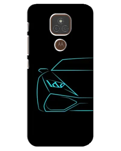 Чехол для Motorola MOTO E7 Plus с картинкой «Голубой силуэт Lamborghini»
