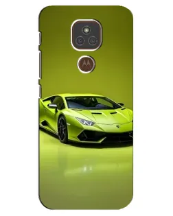 Чехол для Motorola MOTO E7 Plus с картинкой «Салатовый Lamborghini Huracan»