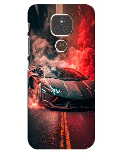 Чехол для Motorola MOTO E7 Plus с картинкой «Lamborghini красный дым»