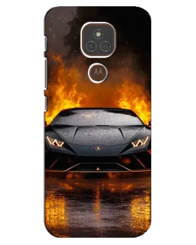 Чехол для Motorola MOTO E7 Plus с картинкой «Lamborghini в огне»