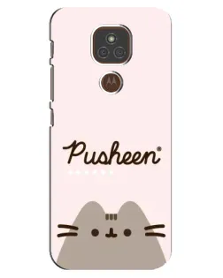 Чехол для Motorola MOTO E7 Plus с картинкой «Pusheen логотип»