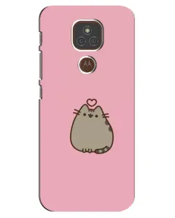 Чехол для Motorola MOTO E7 Plus с картинкой «Pusheen сердце»