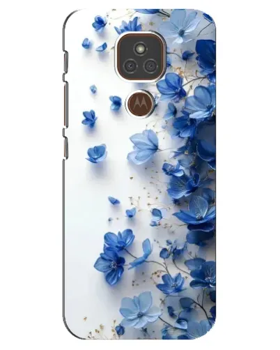 Чехол для Motorola MOTO E7 Plus с картинкой «Голубой цветочный каскад»