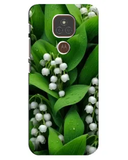 Чехол для Motorola MOTO E7 Plus с картинкой «Ландыши в зелени»