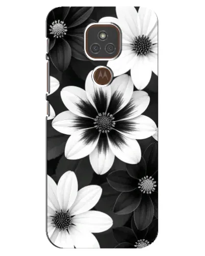 Чехол для Motorola MOTO E7 Plus с картинкой «Монохромные астры»