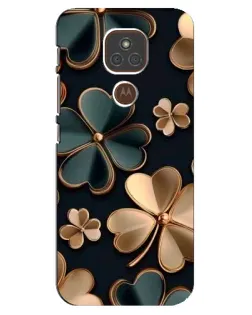 Чехол для Motorola MOTO E7 Plus с картинкой «Клевер в золоте»