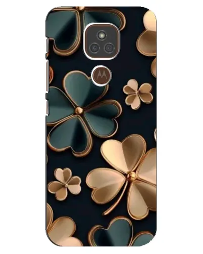 Чехол для Motorola MOTO E7 Plus с картинкой «Клевер в золоте»