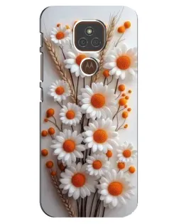 Чехол для Motorola MOTO E7 Plus с картинкой «Белые сухоцветы»