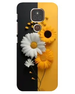 Чехол для Motorola MOTO E7 Plus с картинкой «Подсолнух и ромашка»