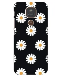 Чехол для Motorola MOTO E7 Plus с картинкой «Ромашки на черном»