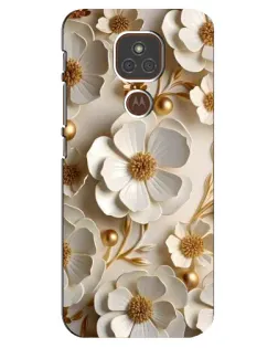 Чехол для Motorola MOTO E7 Plus с картинкой «Белие бумажние  цвети»