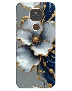 Чехол для Motorola MOTO E7 Plus с картинкой «Белый цветок и золотой флюид»