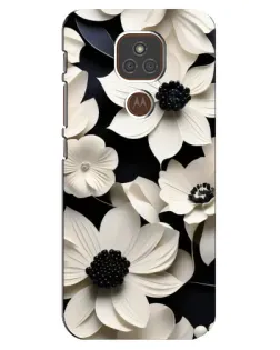 Чехол для Motorola MOTO E7 Plus с картинкой «Объемные белые цветы»