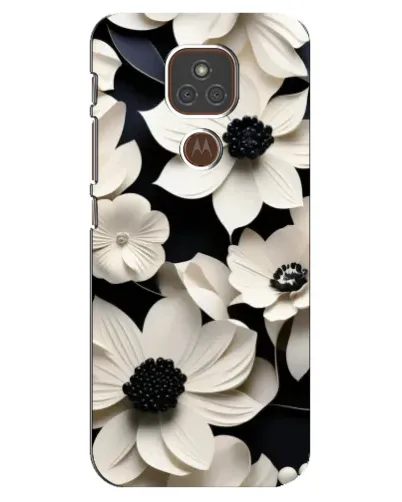 Чехол для Motorola MOTO E7 Plus с картинкой «Объемные белые цветы»