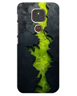 Чехол для Motorola MOTO E7 Plus с картинкой «Салатовый разлом скалы»