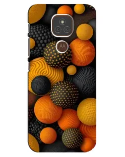 Чехол для Motorola MOTO E7 Plus с картинкой «Объемные оранжевые сферы»