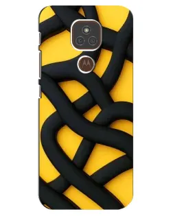 Чехол для Motorola MOTO E7 Plus с картинкой «Черное желтое переплетение»