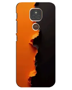 Чехол для Motorola MOTO E7 Plus с картинкой «Оранжевый разлом»