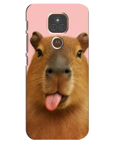 Чехол для Motorola MOTO E7 Plus с картинкой «Капибара с языком»