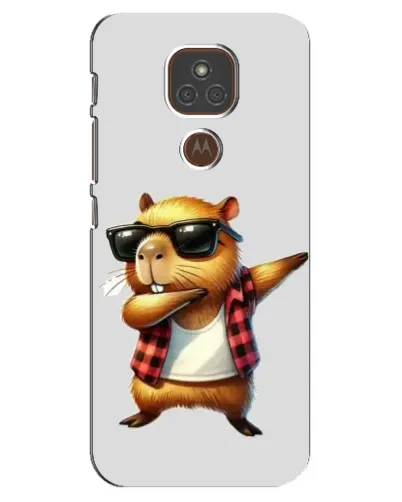 Чехол для Motorola MOTO E7 Plus с картинкой «Капибара рэпер даб»
