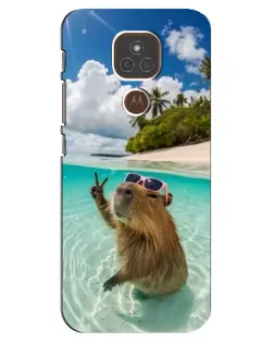 Чехол для Motorola MOTO E7 Plus с картинкой «Капибара на море» Чехол для Motorola MOTO E7 Plus с картинкой «Капибара на море»