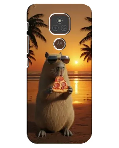 Чехол для Motorola MOTO E7 Plus с картинкой «Капибара с пиццей»