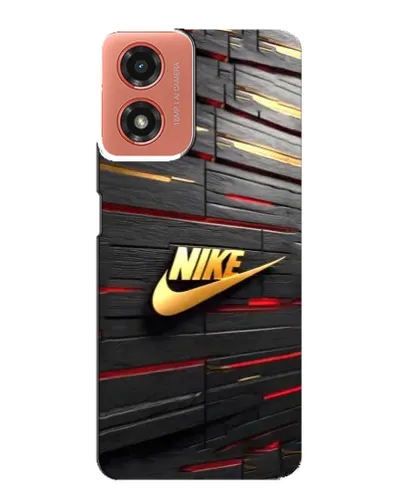 Чехол для Motorola MOTO G04 с картинкой «Золотой Nike на металле»