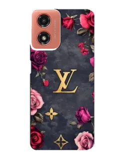 Чехол для Motorola MOTO G04 с картинкой «Цветочный Louis Vuitton»