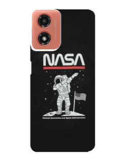Чехол для Motorola MOTO G04 с картинкой «NASA — шагаем по Луне»