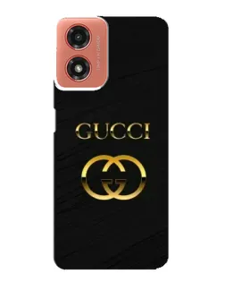 Чехол для Motorola MOTO G04 с картинкой «Золотой логотип Gucci»