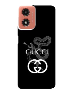Чехол для Motorola MOTO G04 с картинкой «Gucci — серебряная змея»