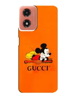 Чехол для Motorola MOTO G04 с картинкой «Микки Маус Gucci — оранж»