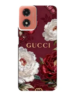 Чехол для Motorola MOTO G04 с картинкой «Gucci — бордовые розы»
