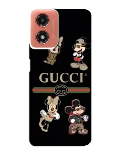 Чехол для Motorola MOTO G04 с картинкой «Gucci — герои Disney и монограмма»