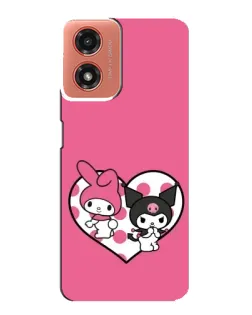 Чехол для Motorola MOTO G04 с картинкой «Kuromi и My Melody»