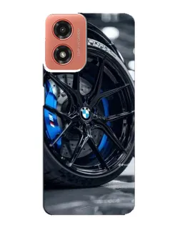 Чехол для Motorola MOTO G04 с картинкой «Колесо BMW вблизи»