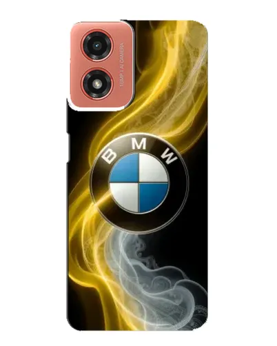 Чехол для Motorola MOTO G04 с картинкой «Золотистый дым BMW»