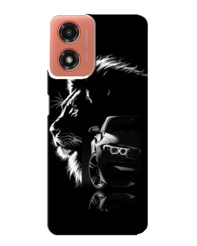 Чехол для Motorola MOTO G04 с картинкой «BMW и лев»