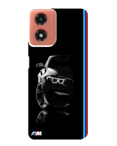 Чехол для Motorola MOTO G04 с картинкой «Силуэт BMW в темноте»