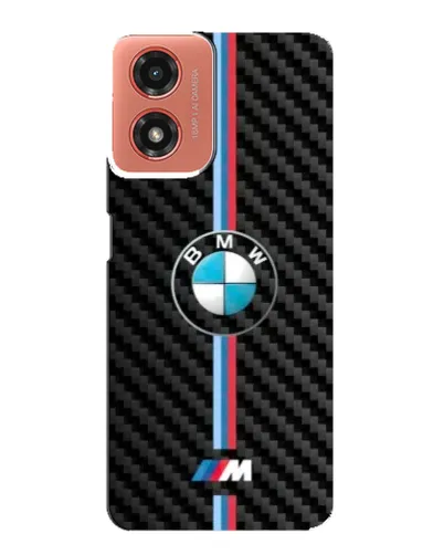 Чехол для Motorola MOTO G04 с картинкой «Эмблема BMW и карбон»