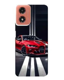 Чехол для Motorola MOTO G04 с картинкой «Красная BMW на дороге»