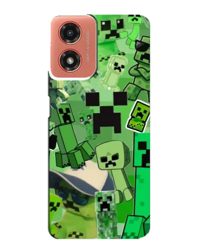 Чехол для Motorola MOTO G04 с картинкой «Криперы Minecraft»