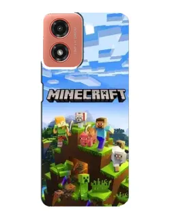 Чехол для Motorola MOTO G04 с картинкой «Minecraft классический мир»
