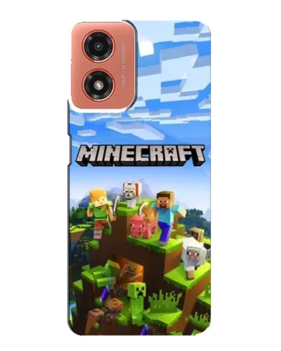 Чехол для Motorola MOTO G04 с картинкой «Minecraft классический мир»