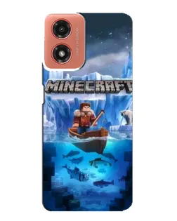 Чехол для Motorola MOTO G04 с картинкой «Minecraft ледяной мир»